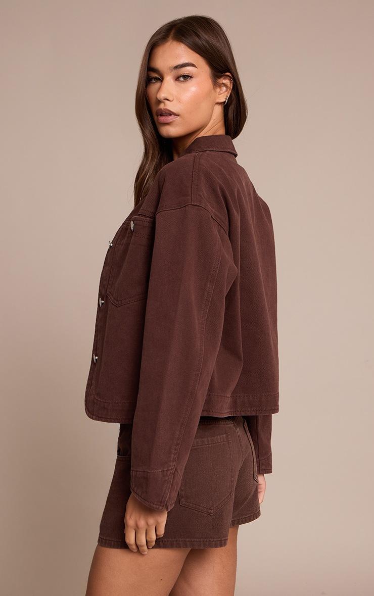 Pretty Little Thing Chocolate Curved Hem Denim Shorts