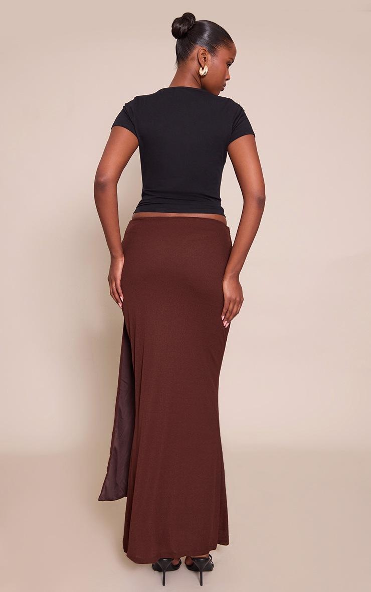 Pretty Little Thing Chocolate Double Layer Onion Skin Drape Detail Maxi Skirt
