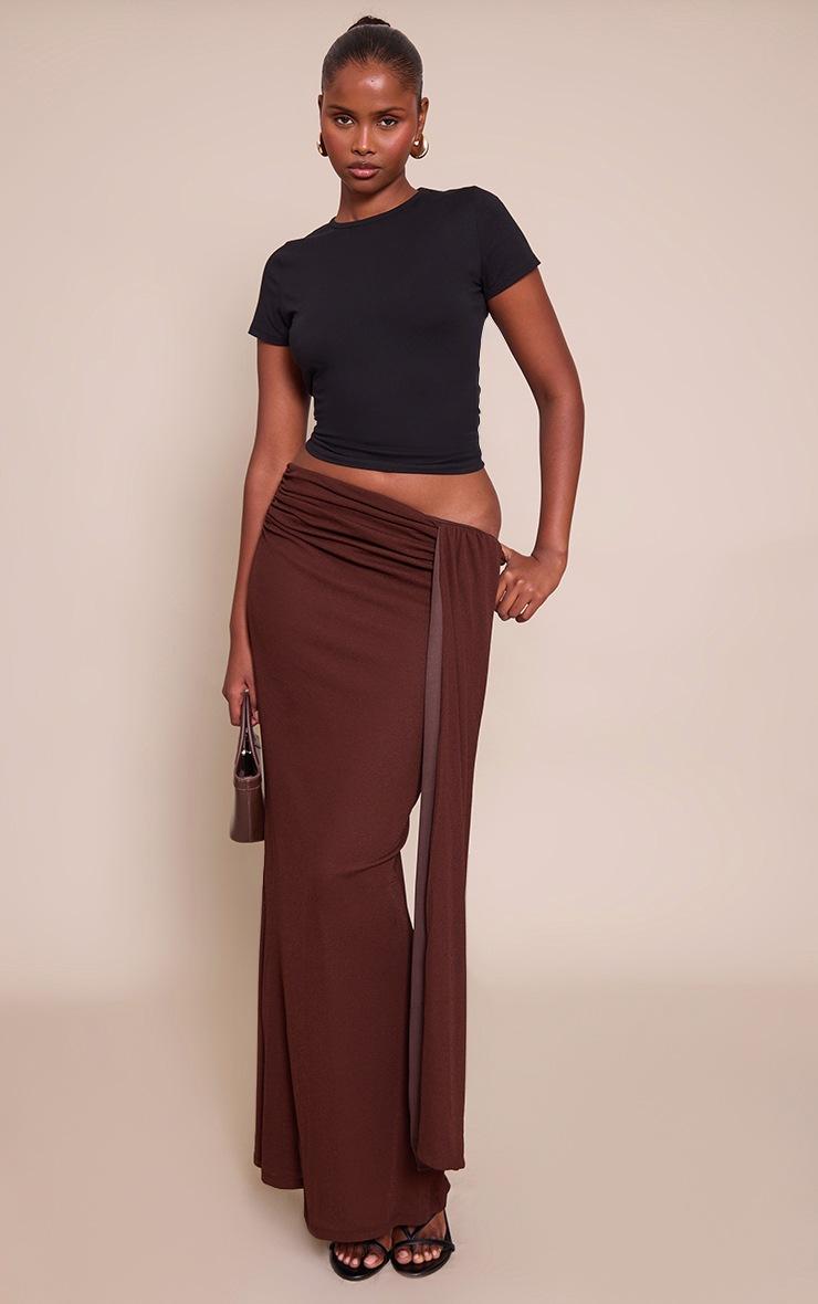 Pretty Little Thing Chocolate Double Layer Onion Skin Drape Detail Maxi Skirt