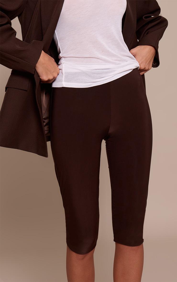 Pretty Little Thing Chocolate Double Layer Slinky Capri's
