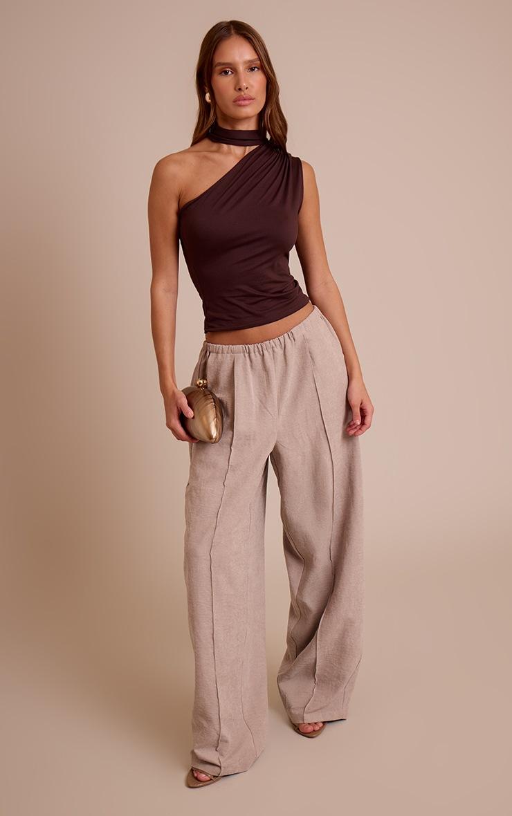 Pretty Little Thing Chocolate Double Layer Soft Touch Scarf Detail Long Top