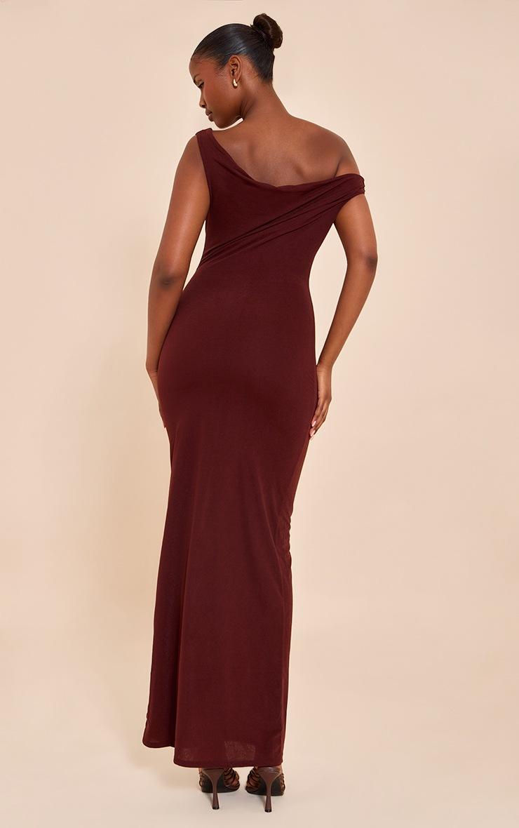 Pretty Little Thing Chocolate Double Layered Chiffon Asymmetric Maxi Dress