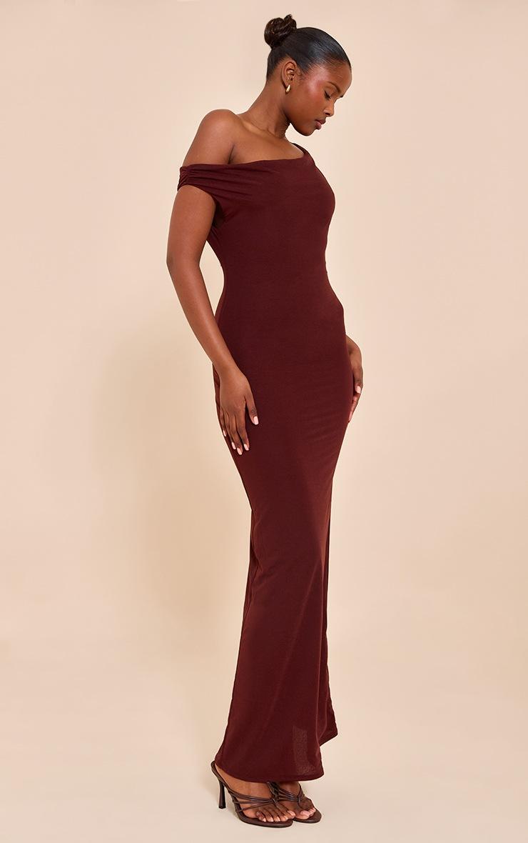 Pretty Little Thing Chocolate Double Layered Chiffon Asymmetric Maxi Dress
