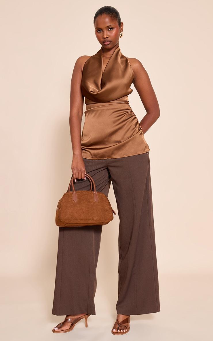 Pretty Little Thing Chocolate Extreme Longline Cowl Neck Top