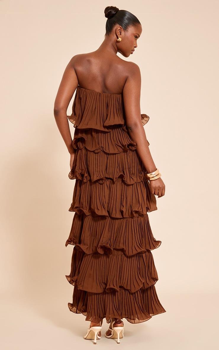 Pretty Little Thing Chocolate Extreme Ruffle Tiered Maxi Dress