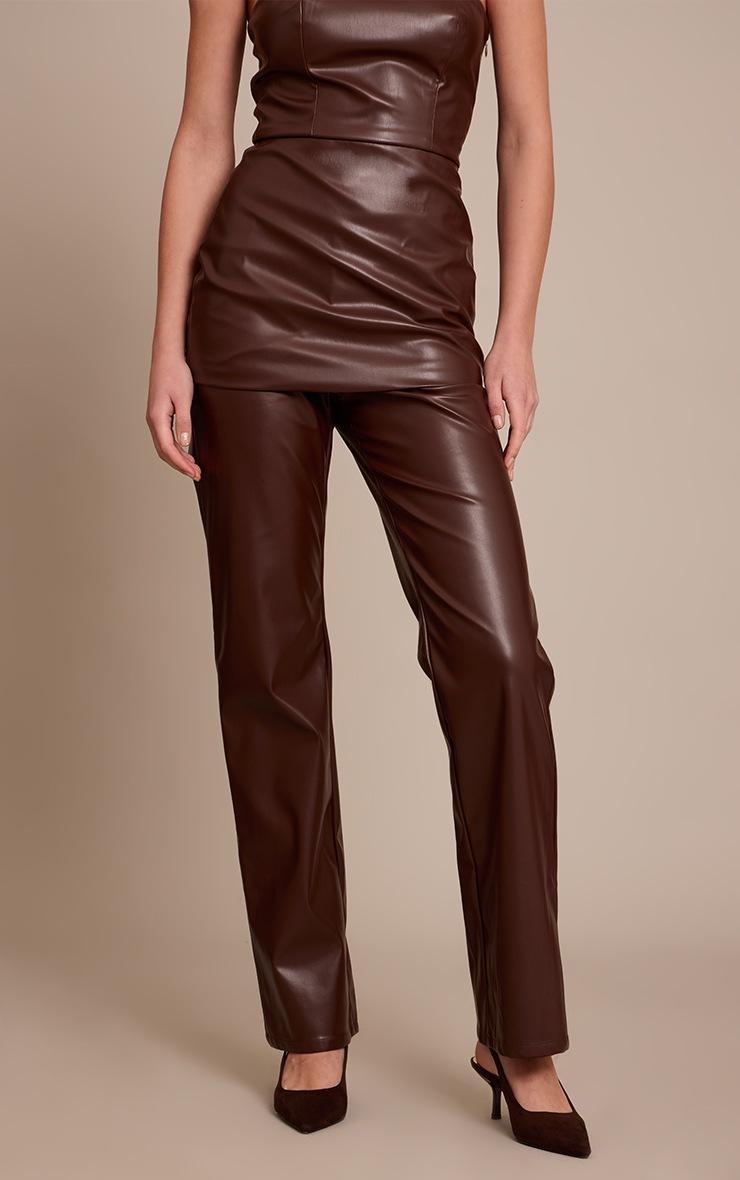 Pretty Little Thing Chocolate Faux Leather Fitted Pants