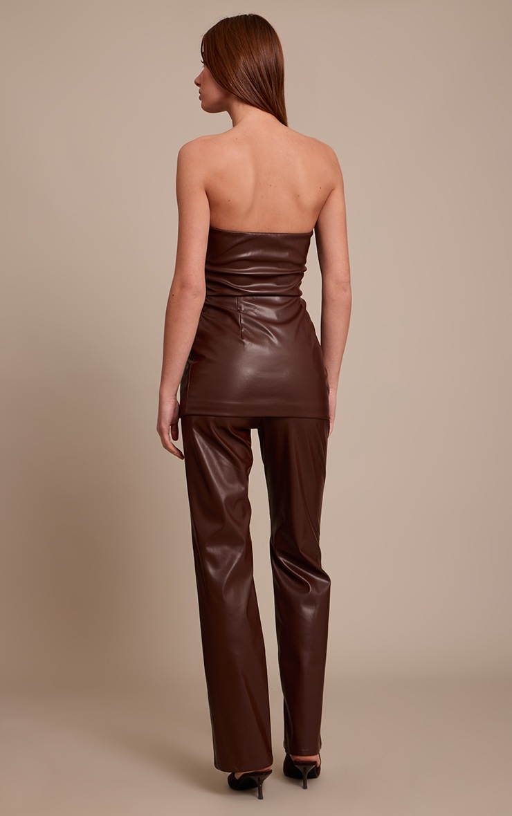 Pretty Little Thing Chocolate Faux Leather Fitted Pants