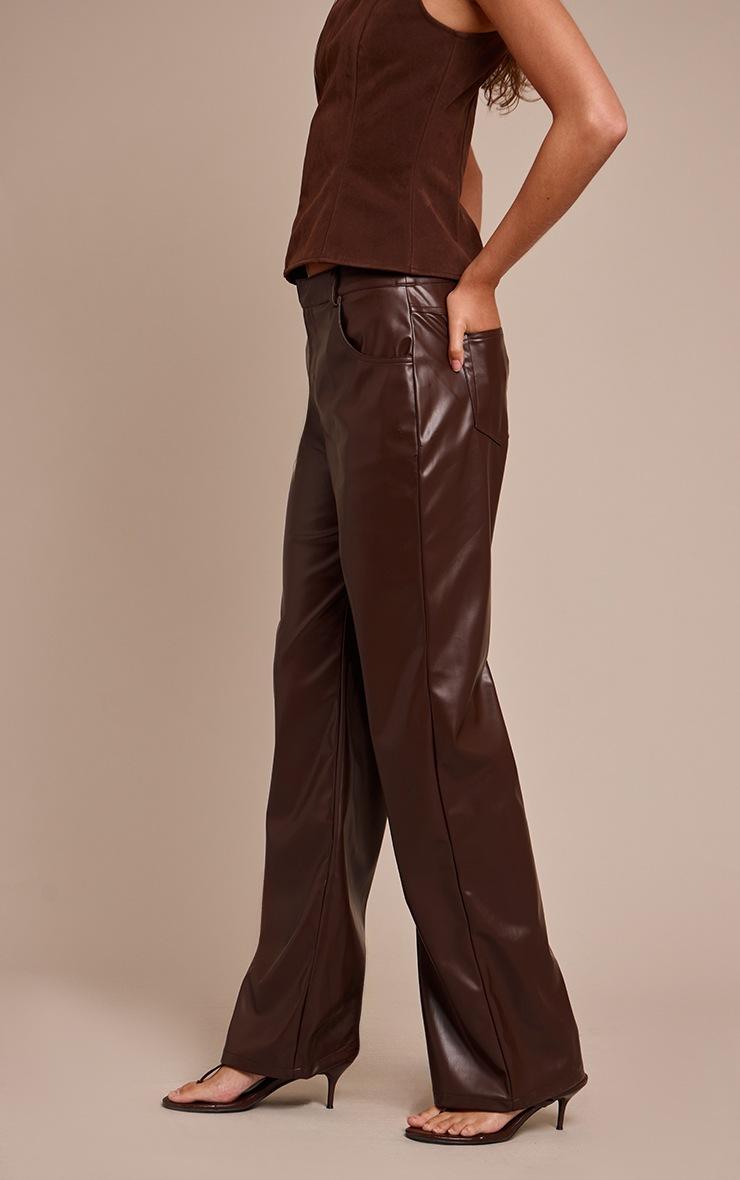 Pretty Little Thing Chocolate Faux Leather Straight Leg Pants