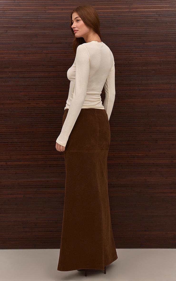 Pretty Little Thing Chocolate Faux Suede Column Maxi Skirt