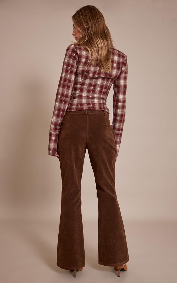 Pretty Little Thing Chocolate Faux Suede Flared Pants