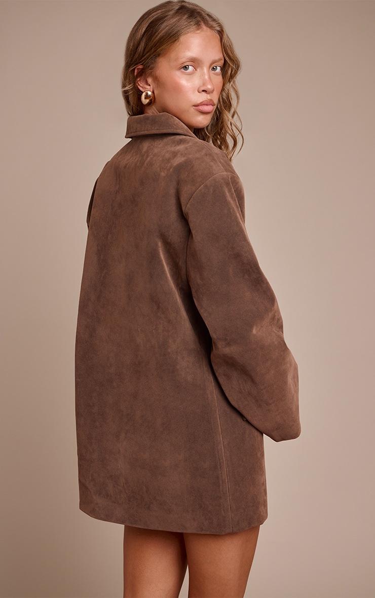 Pretty Little Thing Chocolate Faux Suede Structured Blazer Dress