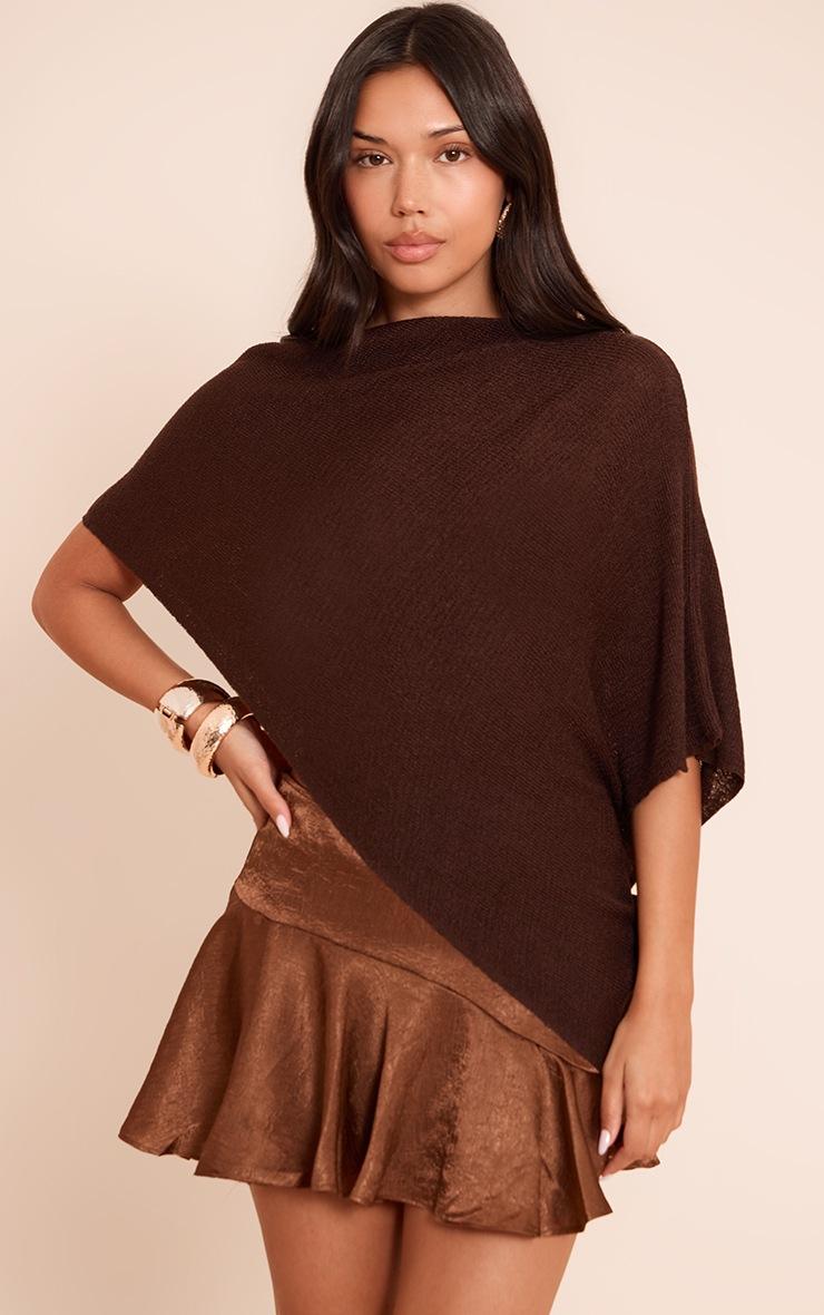 Pretty Little Thing Chocolate Fine Knit Poncho Style Top