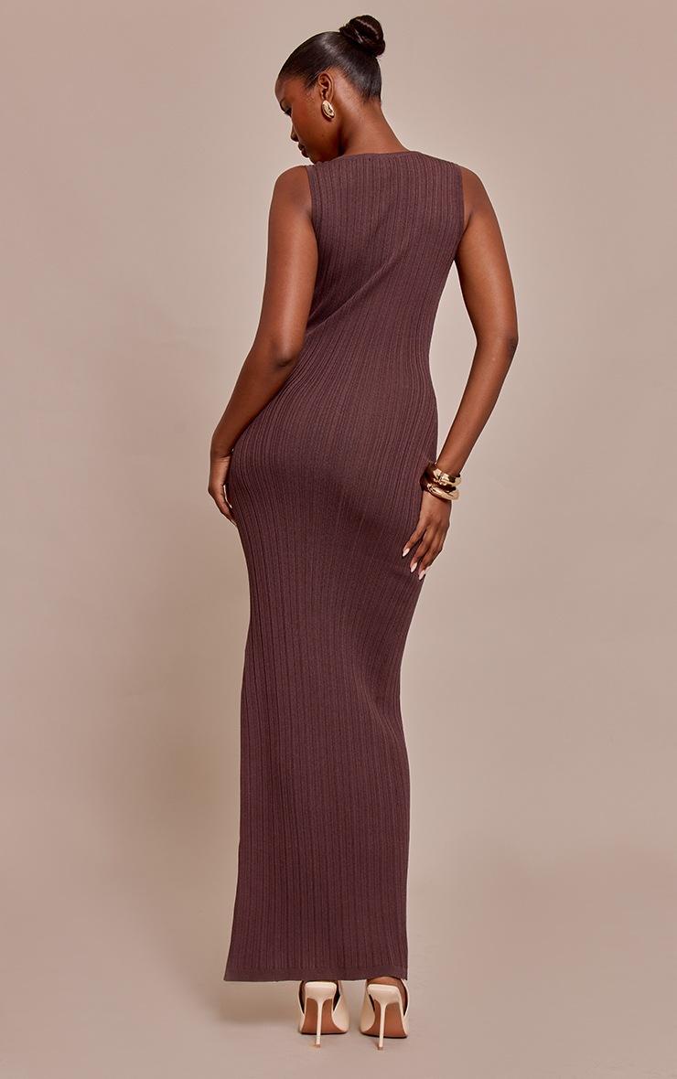 Pretty Little Thing Chocolate Fine Knit Sleeveless Maxi Dress