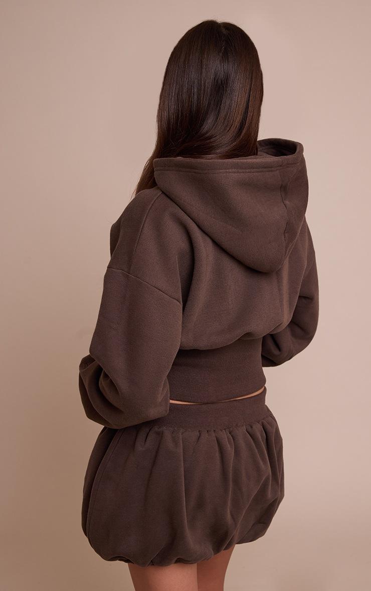 Pretty Little Thing Chocolate Fleece Back Sweat Puffball Mini Skort