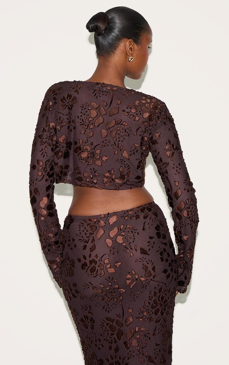 Pretty Little Thing Chocolate Floral Button Cropped Top