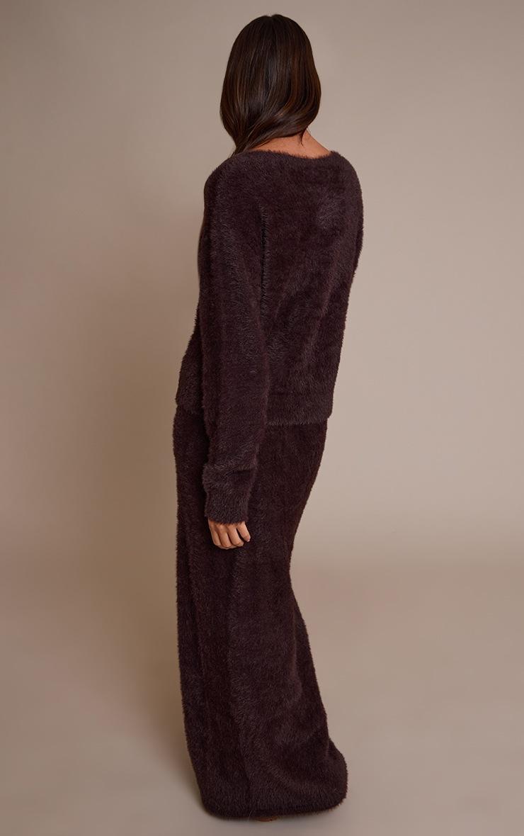Pretty Little Thing Chocolate Fluffy Knitted Maxi Skirt