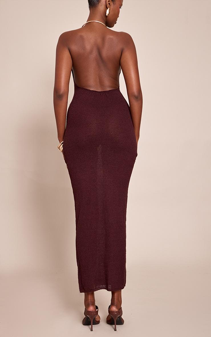 Pretty Little Thing Chocolate Gold Cuff Detail Knitted Maxi Dress