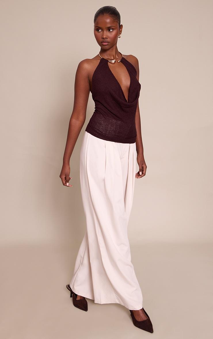 Pretty Little Thing Chocolate Gold Cuff Detail Knitted Top