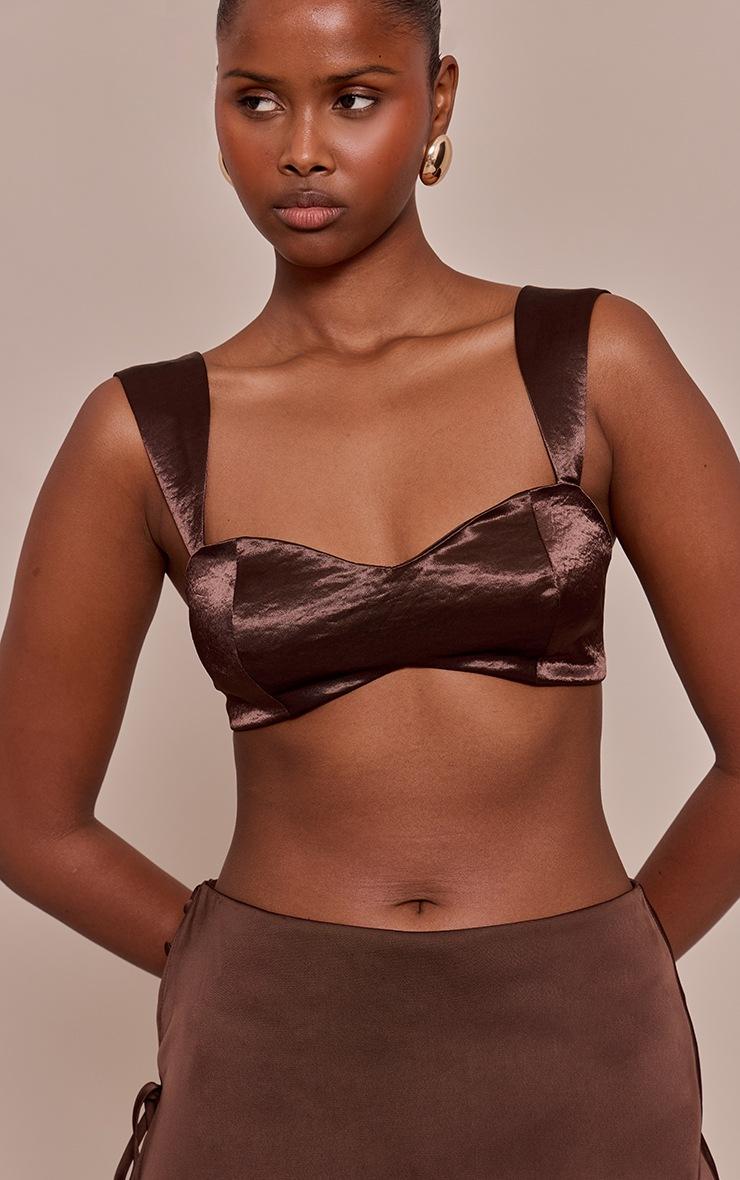 Pretty Little Thing Chocolate Hammered Satin Bralette