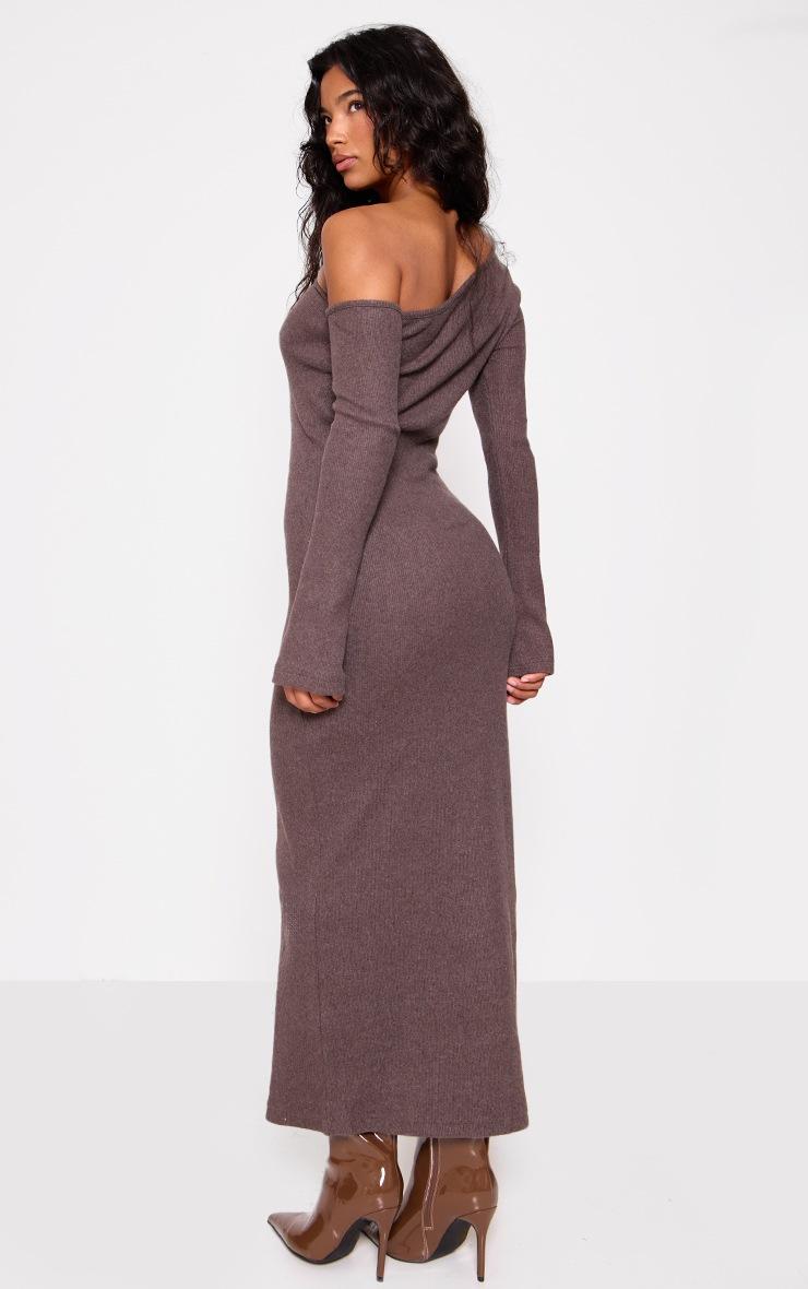 Pretty Little Thing Chocolate Heavy Brushed Asymmetric Maxi Dress
