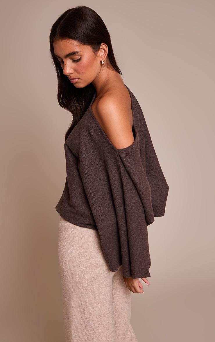 Pretty Little Thing Chocolate Heavy Brushed Rib Cape Sleeve Top