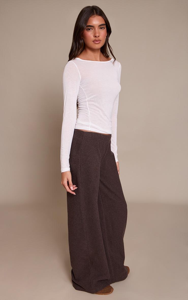 Pretty Little Thing Chocolate Heavy Rib Wide Leg Pant