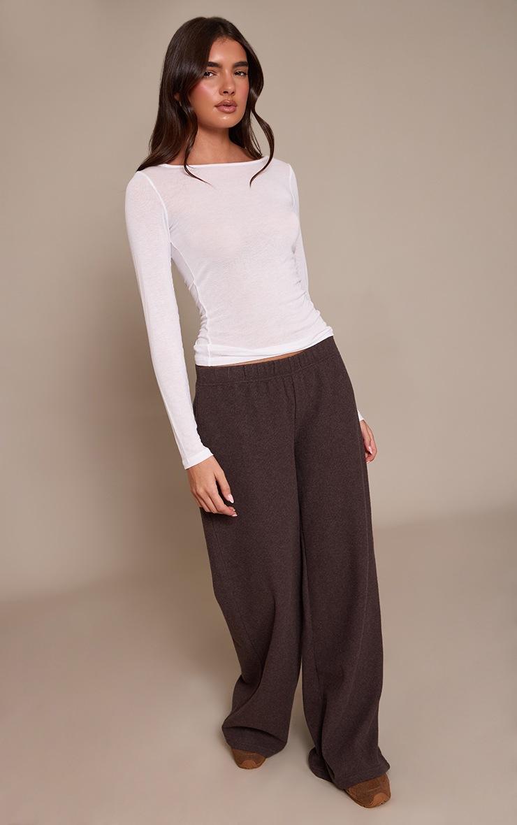 Pretty Little Thing Chocolate Heavy Rib Wide Leg Pant