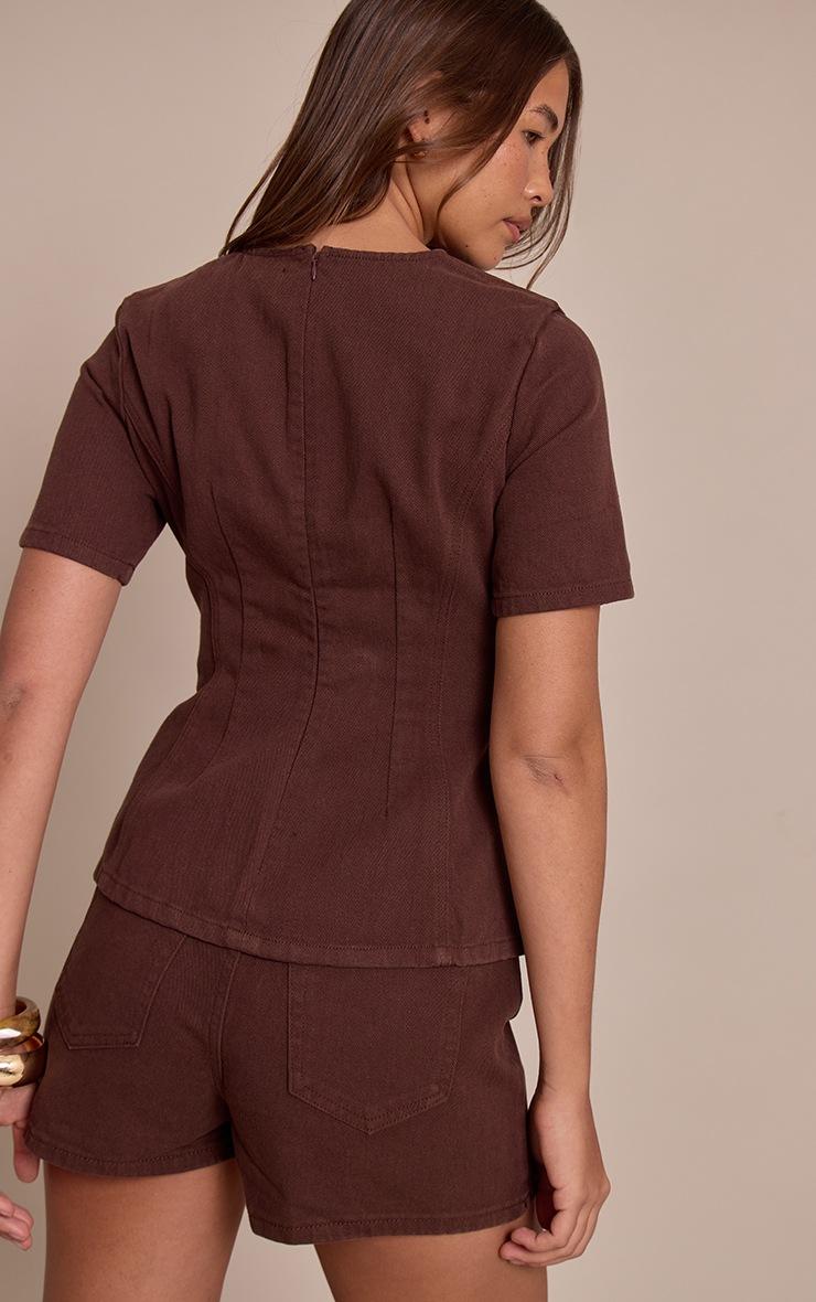 Pretty Little Thing Chocolate High Waist Denim Shorts