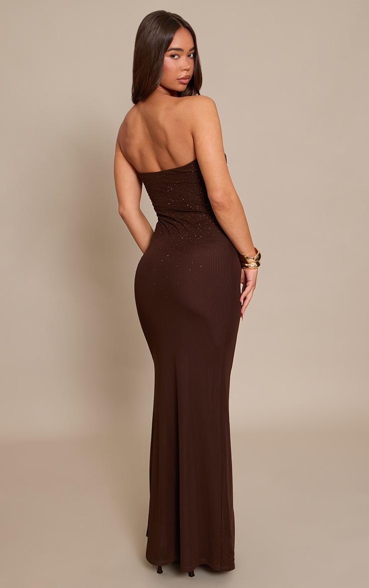 Pretty Little Thing Chocolate Hotfix Bandeau Maxi Dress