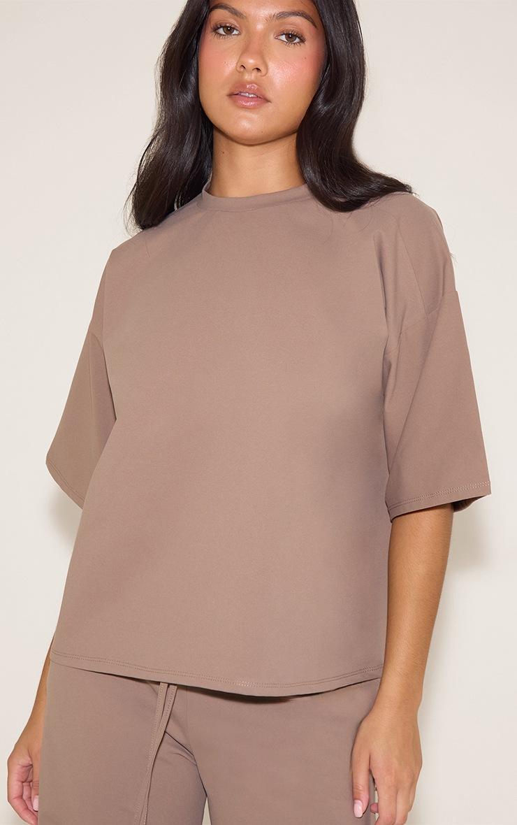 Pretty Little Thing Chocolate Interlock Crew Neck T-shirt