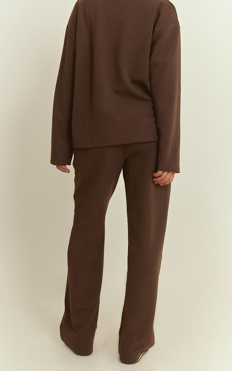 Pretty Little Thing Chocolate Interlock Pintuck Straight Leg Sweatpants