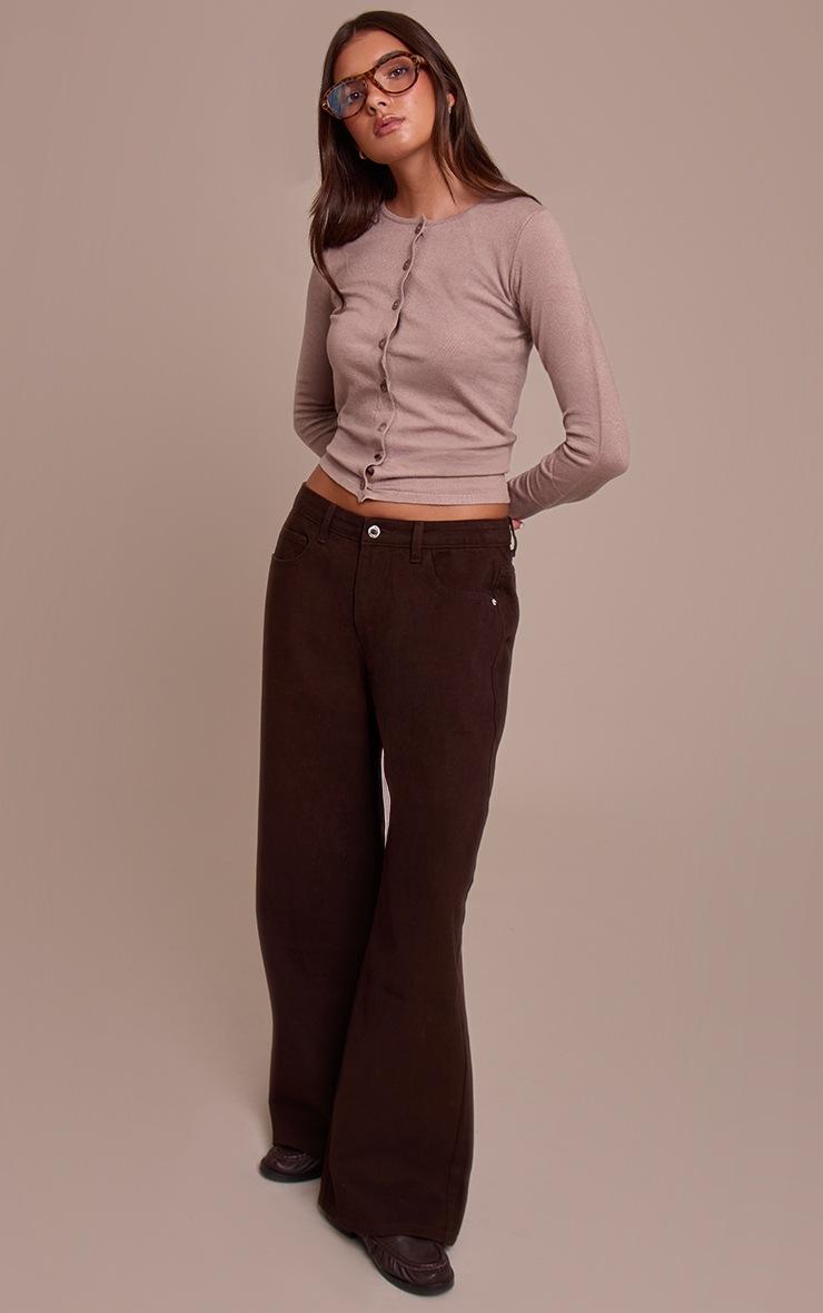 Pretty Little Thing Chocolate Low Rise Wide Leg Jeans