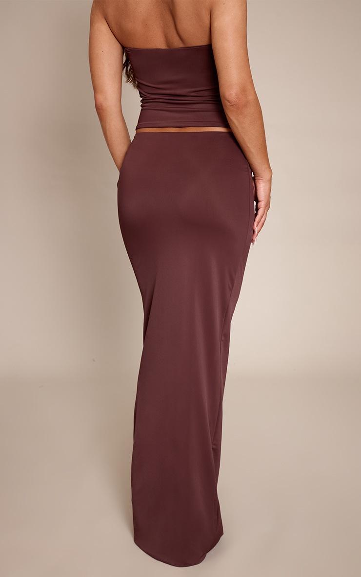 Pretty Little Thing Chocolate Matte Sculpt V Bar Ruched Maxi Skirt