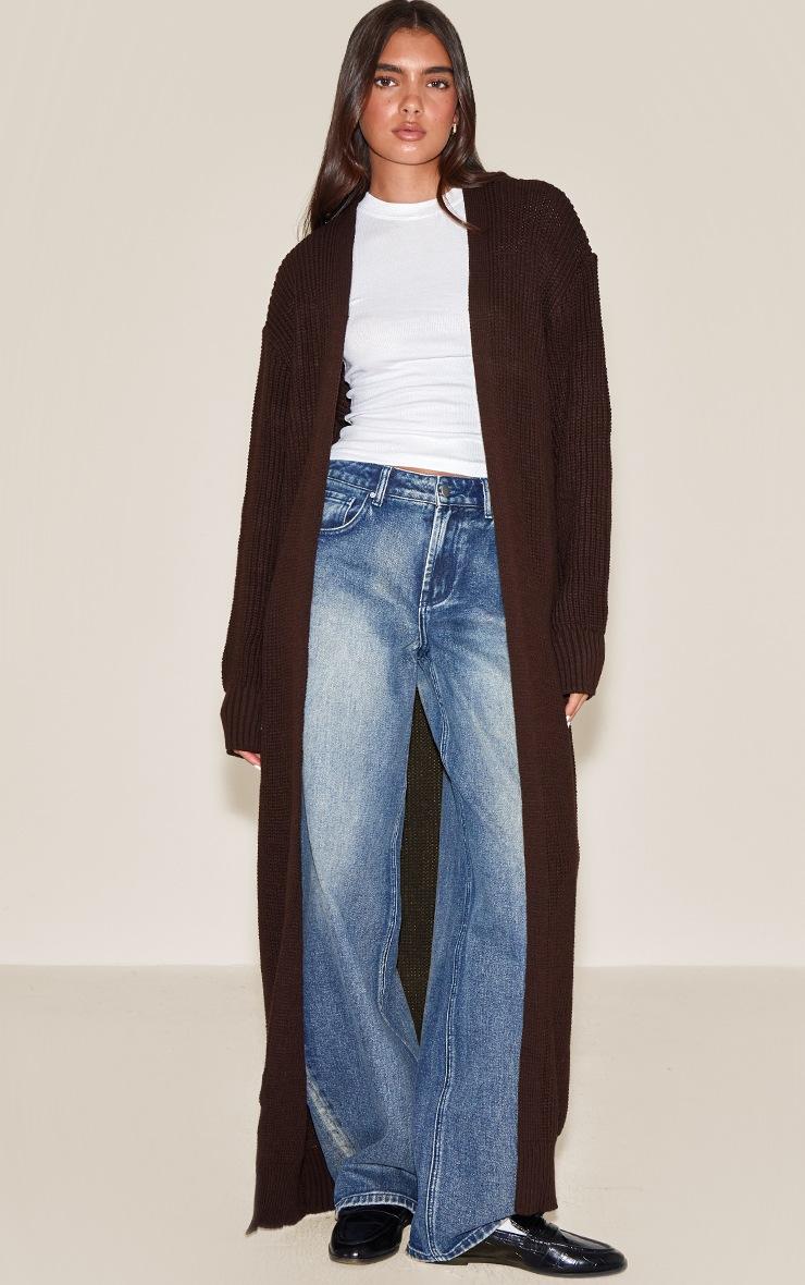 Pretty Little Thing Chocolate Maxi Style Knitted Cardigan