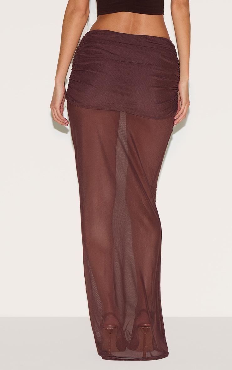 Pretty Little Thing Chocolate Mesh Overlay Maxi Skirt
