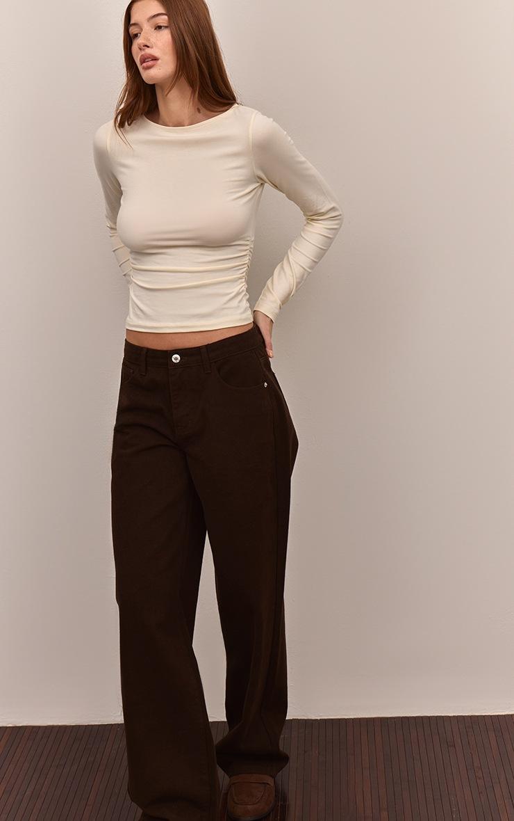 Pretty Little Thing Chocolate Mid Rise Straight Leg Jeans
