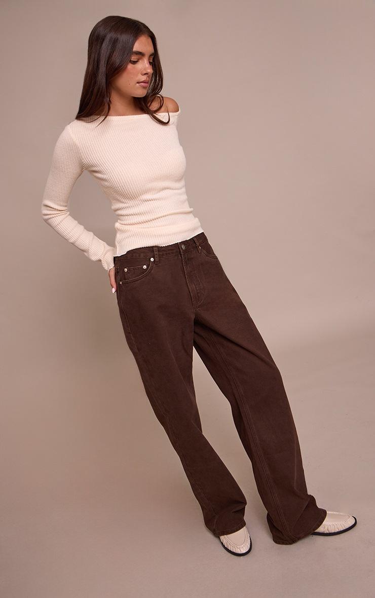 Pretty Little Thing Chocolate Mid Waist Straight Leg Denim Jeans