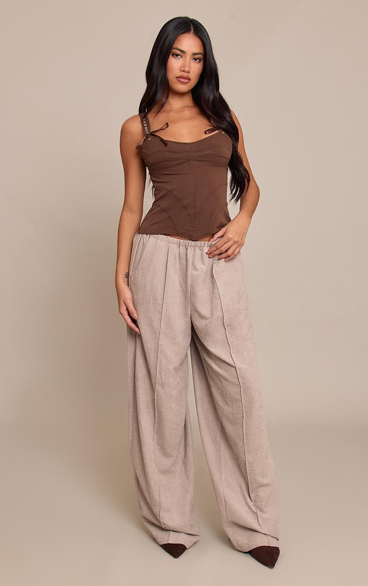 Pretty Little Thing Chocolate Peachskin Eyelet Detail Corset