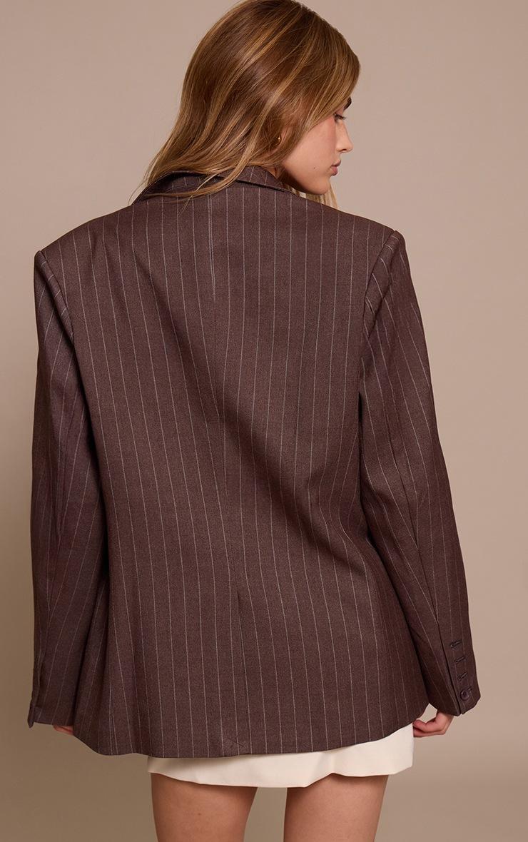 Pretty Little Thing Chocolate Pinstripe Boyfriend Premium Blazer