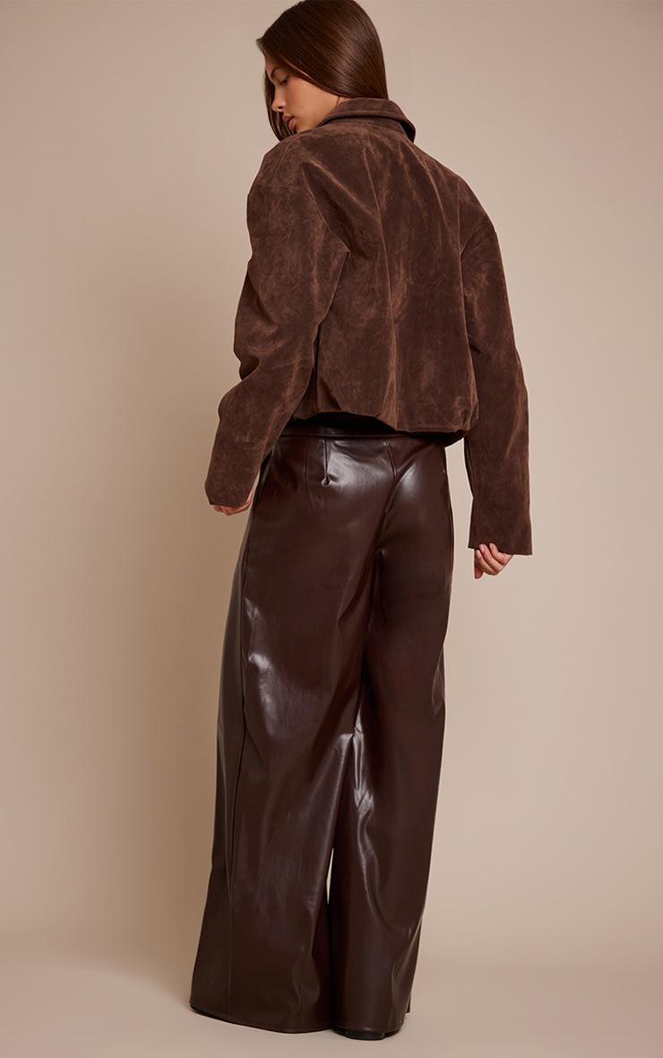 Pretty Little Thing Chocolate Pleated Faux Leather Pants