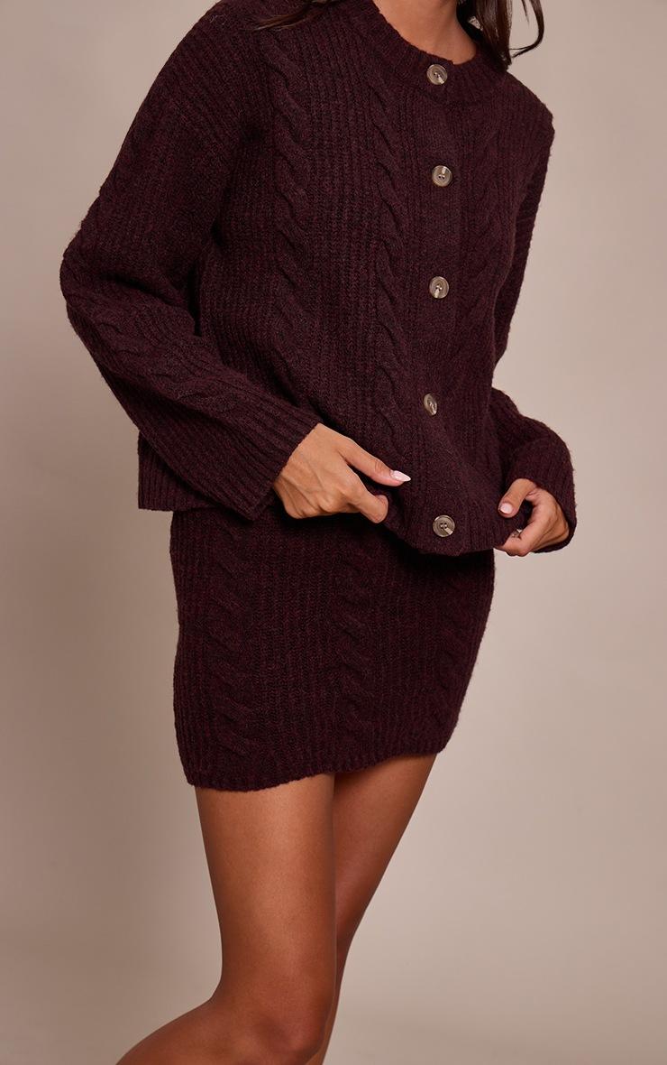 Pretty Little Thing Chocolate Plum Cable Knit Mini Skirt
