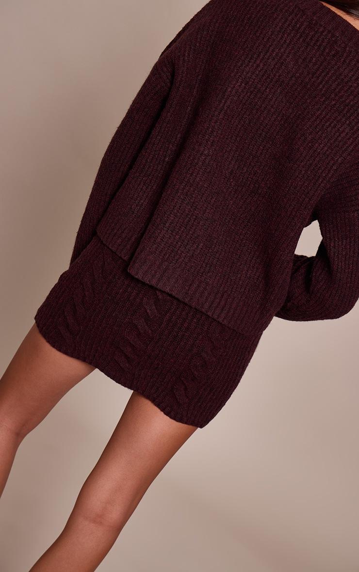 Pretty Little Thing Chocolate Plum Cable Knit Mini Skirt