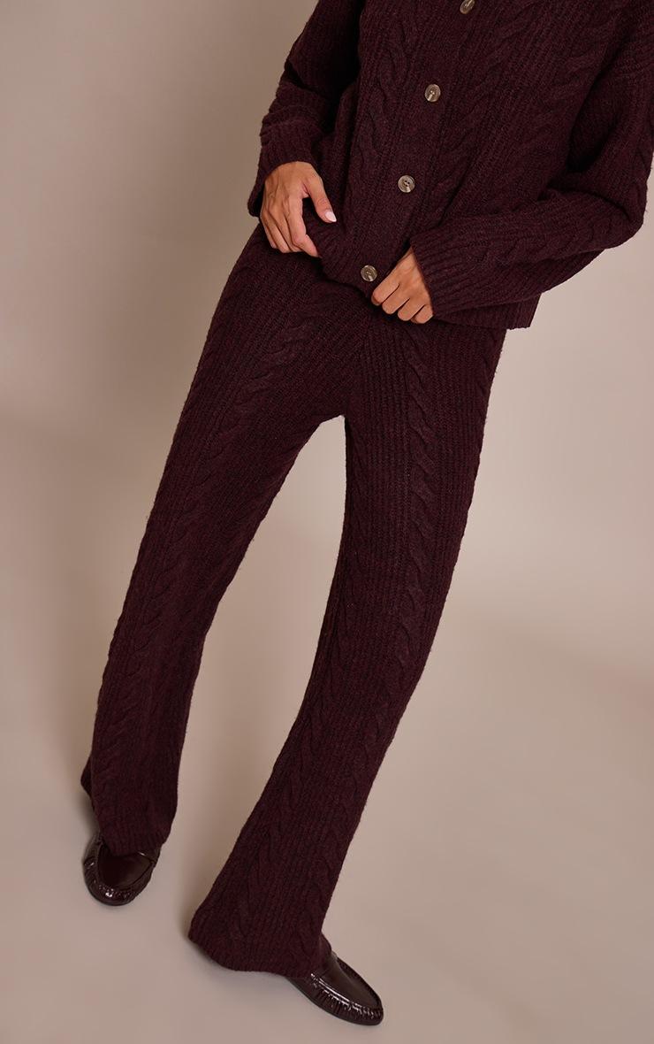 Pretty Little Thing Chocolate Plum Cable Knit Pants