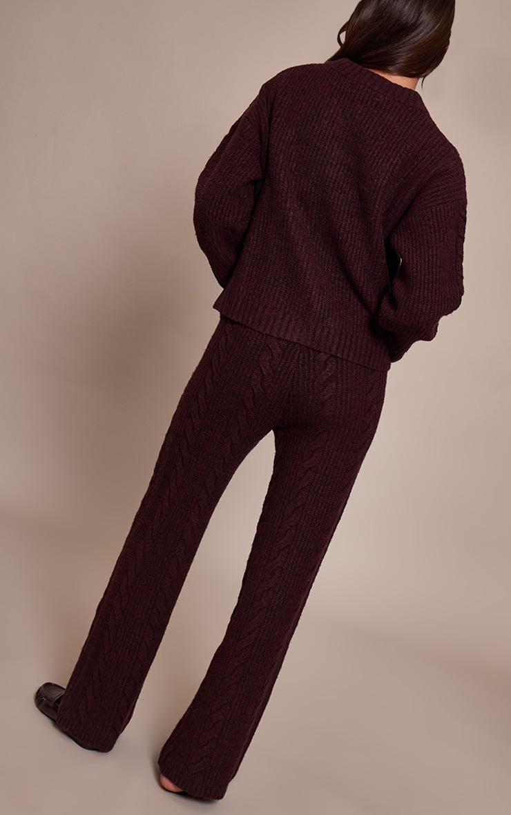 Pretty Little Thing Chocolate Plum Cable Knit Pants