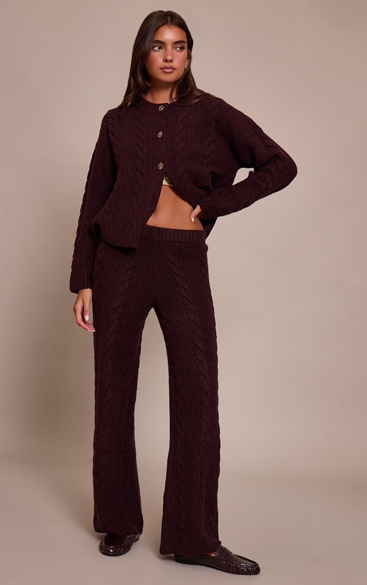 Pretty Little Thing Chocolate Plum Cable Knit Pants