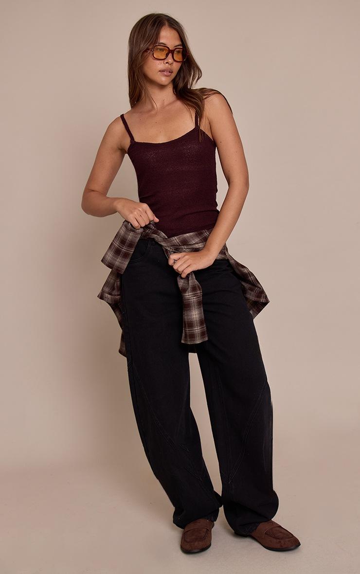 Pretty Little Thing Chocolate Plum Towelling Fine Knit Cami Top