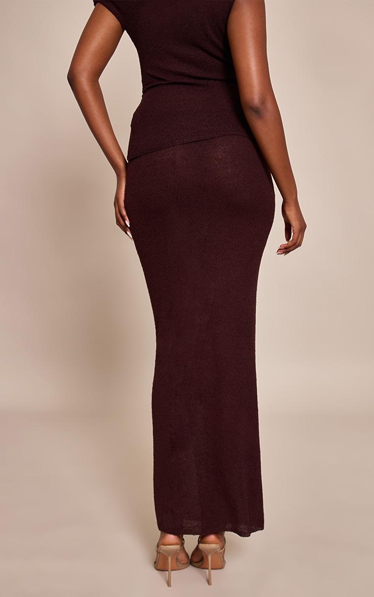 Pretty Little Thing Chocolate Plum Towelling Fine Knit Maxi Skirt
