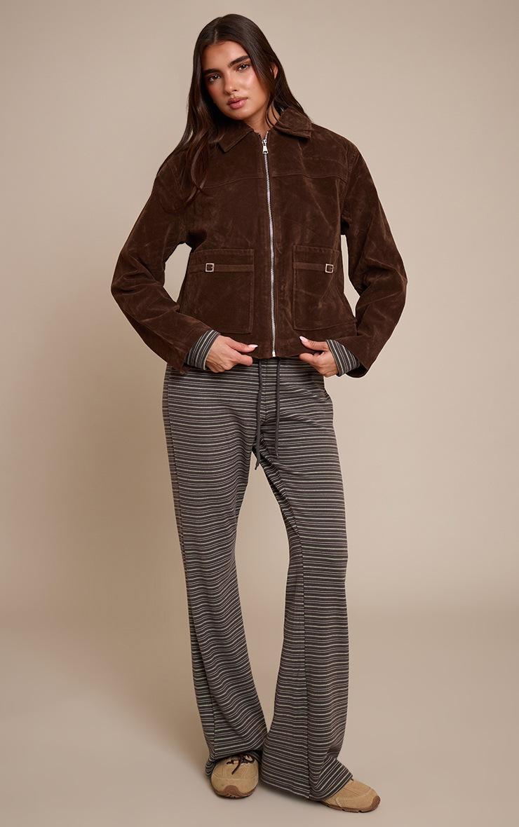 Pretty Little Thing Chocolate Pocket Trim Faux Suede Jacket