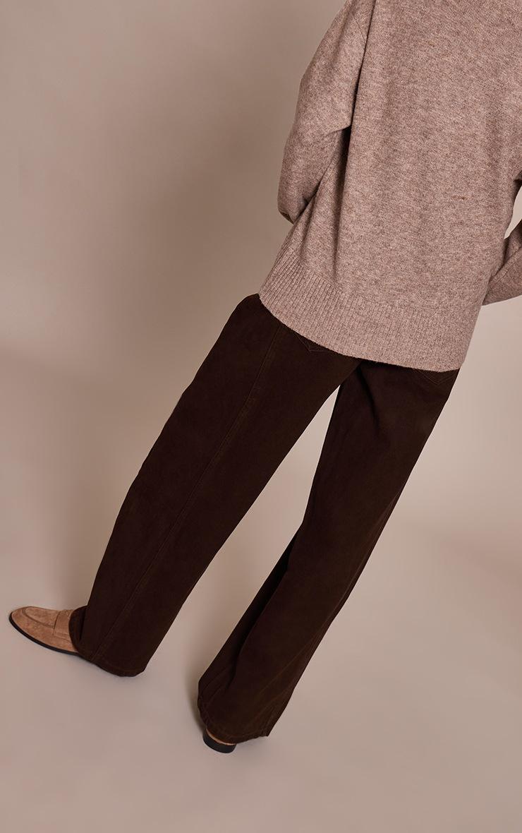 Pretty Little Thing Chocolate Seam Detail Low Rise Barrel Jeans