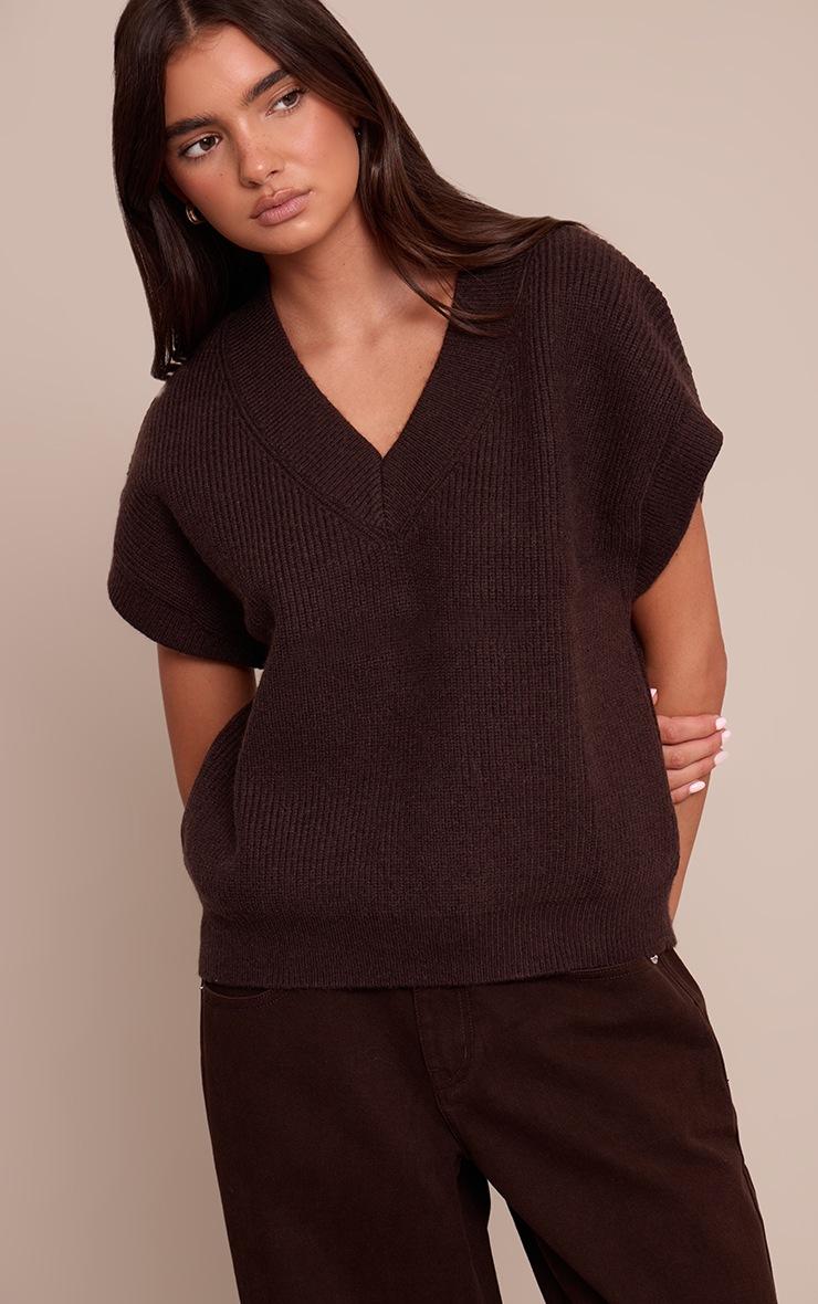 Pretty Little Thing Chocolate Sleeveless Knit Sweater